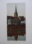 Riediger, Reimer (Elmshorn 1942 - 1991 Sörup). Flensburgs Kirchen. 10 farb. Aquatintaradierungen.