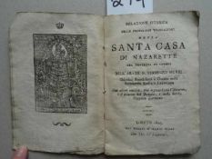 Italien.- Murri, V. Relazione istorica delle prodigiose traslazioni della Santa Clara di Nazarette