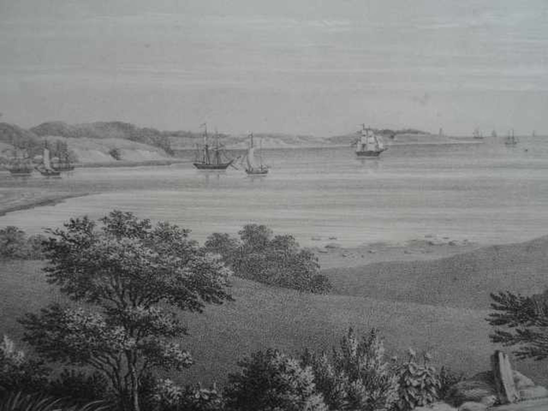Kiel.- Parthie am Kieler Hafen. Lithographie von Ed. Ritter nach R.R. Hamburg, um 1840. 28 x 42 - Bild 4 aus 5