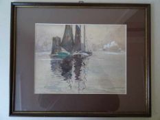 Schmidt, R. (= Robert Schmidt-Hamburg ?) Segelboote. Aquarell auf Papier. 1924. Unten rechts