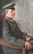 Nöbbe, Jacob (Flensburg 1850 - 1919). Bildnis des Sohnes Erwin Nöbbe als Soldat. Öl auf Leinwand von
