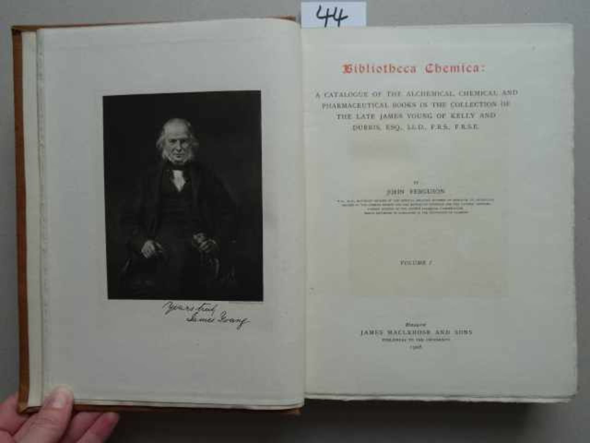 Bibliographie.- Ferguson, J. Bibliotheca Chemica: A catalogue of the alchemical, chemical and