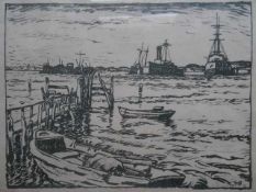 Burmester, Georg (Barmen 1864 - 1936 Kiel-Möltenort). Möltenort. Lithographie, um 1910. Signiert, im