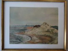 Weidemann, Magnus (Hamburg 1880 - Keitum/Sylt 1967). Sylter Küstenlandschaft. Aquarell von 1937.