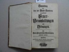 Hamburg.- Sammlung der bey der Stadt Hamburg eingeführten Feuer-Veranstaltungen und Ordnungen. Mit