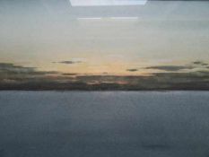 Thill, Uwe (Flensburg 1937). Sonnenuntergang auf dem Meer (bei Pellworm). Aquarell auf Papier. 1987.