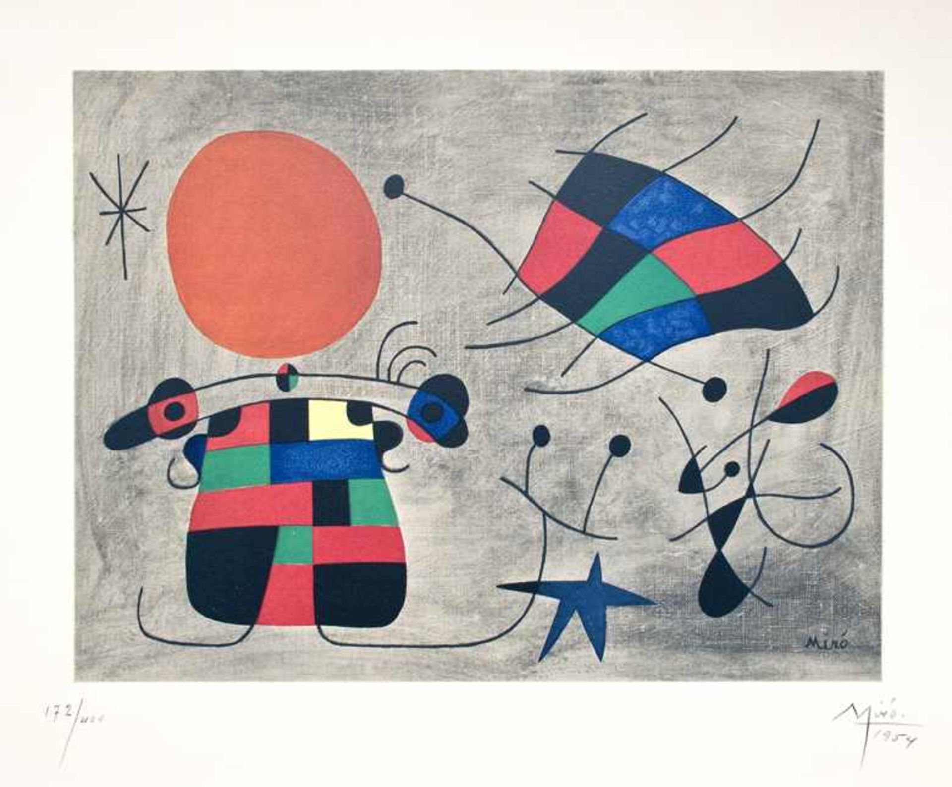 Miró, Joan (Barcelona 1893 - 1983 Palma). Le sourire aux ailes flamboyantes. Farblithographie auf