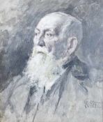 Storch, Karl (Bad Segeberg 1864 - 1954). Klaus Groth. Porträt. Öl auf Malpappe, um 1895. Unten