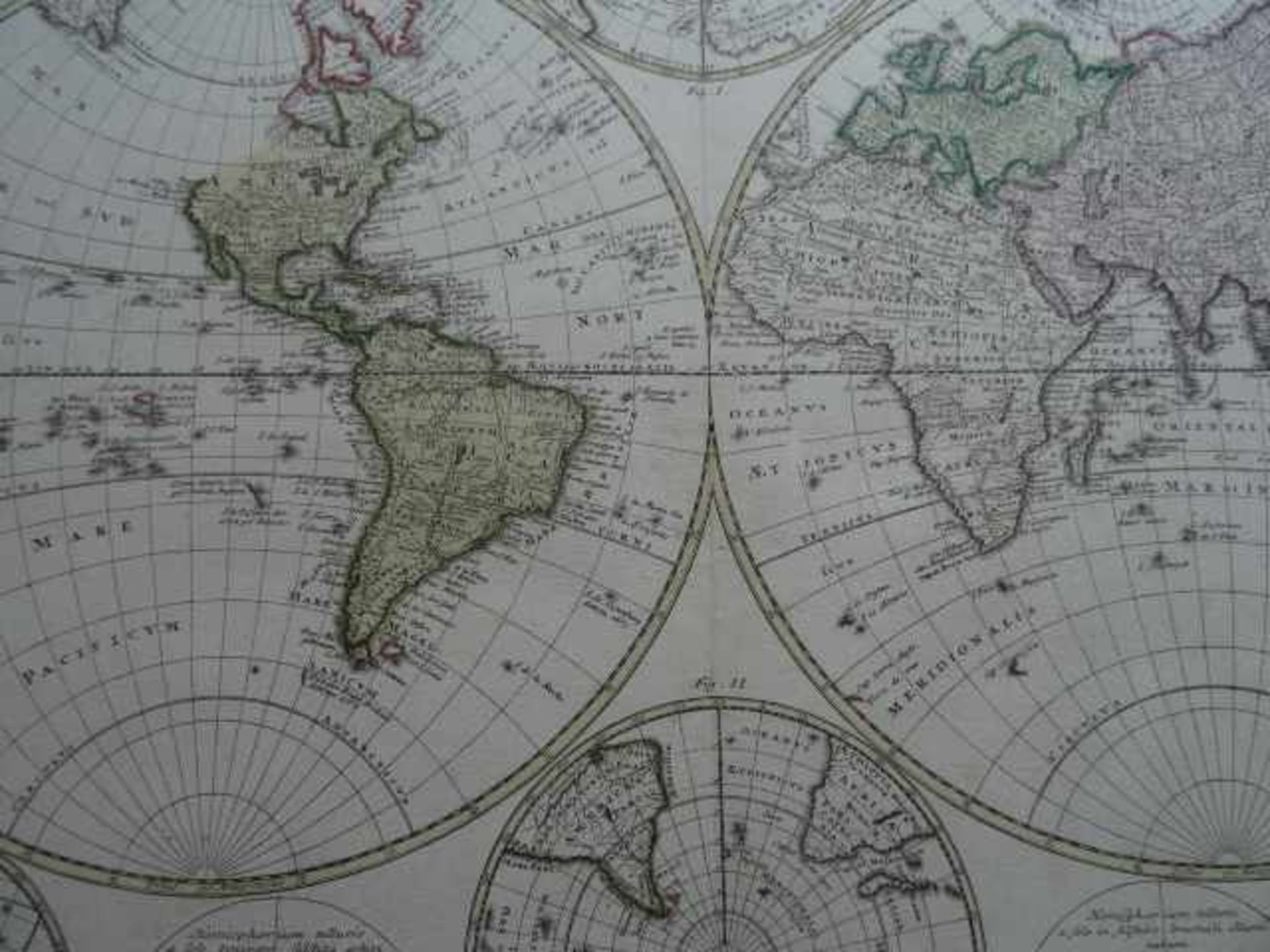 Weltkarten.- Planiglobii Terrestris Mappa Universalis. Utrumqu. Hemisphaerium. ... Mappe-Monde, - Bild 4 aus 5
