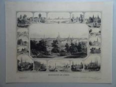 Lübeck.- Erinnerung an Lübeck. Lithographie mit 16 Randansichten von A. Haun bei Raibel in Lübeck u.