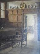 Nöbbe, Erwin (?) (Flensburg 1883 - 1948). Interieur Friesenstube. Öl auf Leinwand auf Hartfaser