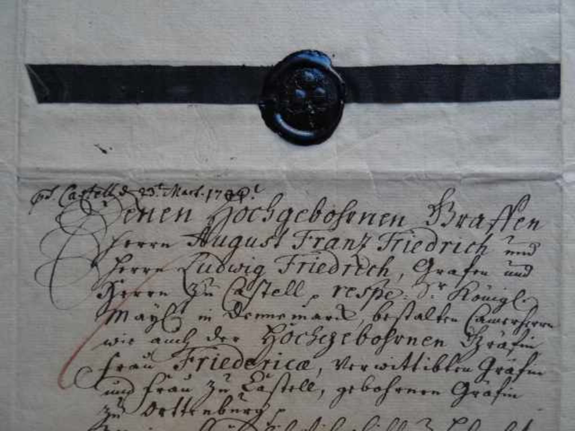 Schleswig-Holstein.- Amoene Gräfin zu Castell und Rantzau (1732 - 1802). Handschriftlicher Brief mit - Bild 4 aus 4