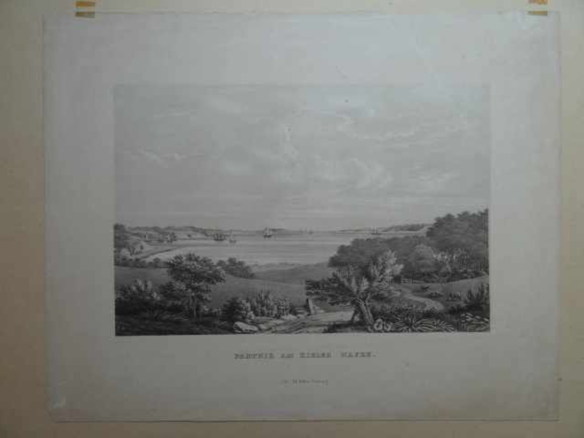 Kiel.- Parthie am Kieler Hafen. Lithographie von Ed. Ritter nach R.R. Hamburg, um 1840. 28 x 42 - Bild 2 aus 5