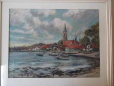 Stelling, Rudolf (Neumünster 1907 - 1989). Schleswig. Pastell von 1961. Unten rechts signiert. 46