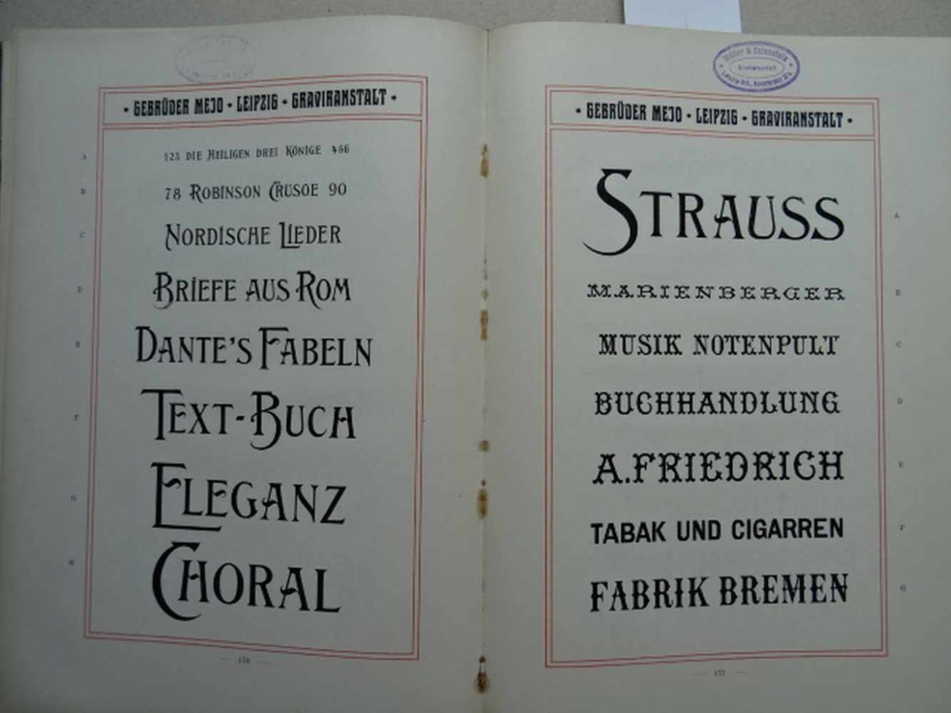 Firmenkataloge.- Gravir-Anstalt Gebrüder Mejo.Muster-Katalog. Leipzig, um 1900. 2 Bll., 234 S., S. - Bild 2 aus 3