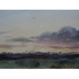 Lux, Richard(Wien 1877 - 1939). Landschaft bei Sonnenuntergang. Aquarell auf Malkarton. Um 1905.