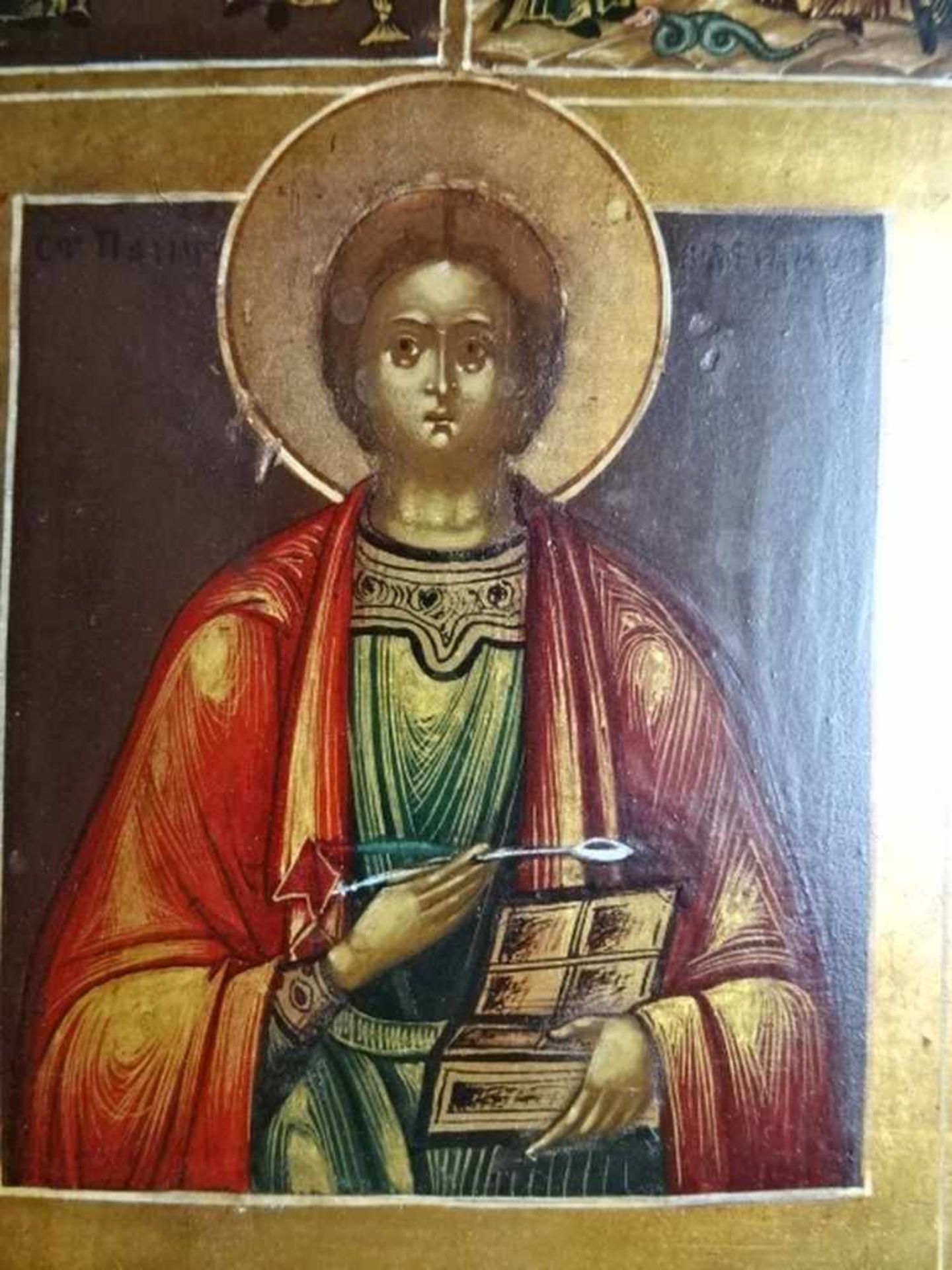 Ikonen.-Martyrium des heiligen Bartholomäus. Tempera und Gold auf Holz. Zentral-Russland, um 1850. - Bild 3 aus 4