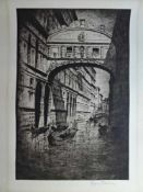 Paulsen, Ingwer(Ellerbek 1883 - 1943 Halebüll). Venedig. Die Seufzerbrücke. Radierung von 1912.