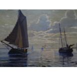 Burghardt, Gustav(Hamburg 1890 - 1970). Segelboote bei Zingst. Öl auf Leinwand. Um 1930. Unten links