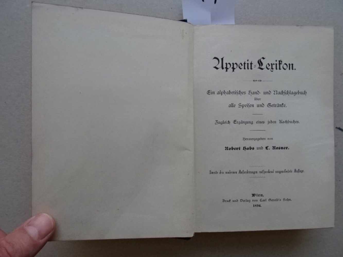 Gastronomie.- Habs, R. u. L. Rosner(Hrsg.). Appetit-Lexikon. Ein alphabetisches Hand- und - Image 2 of 3