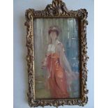 Chabas, Paul Emile(Nantes 1869 - 1937 Paris). Dame im rot-weißen Kleid (Standing Lady in Tea-Gown,