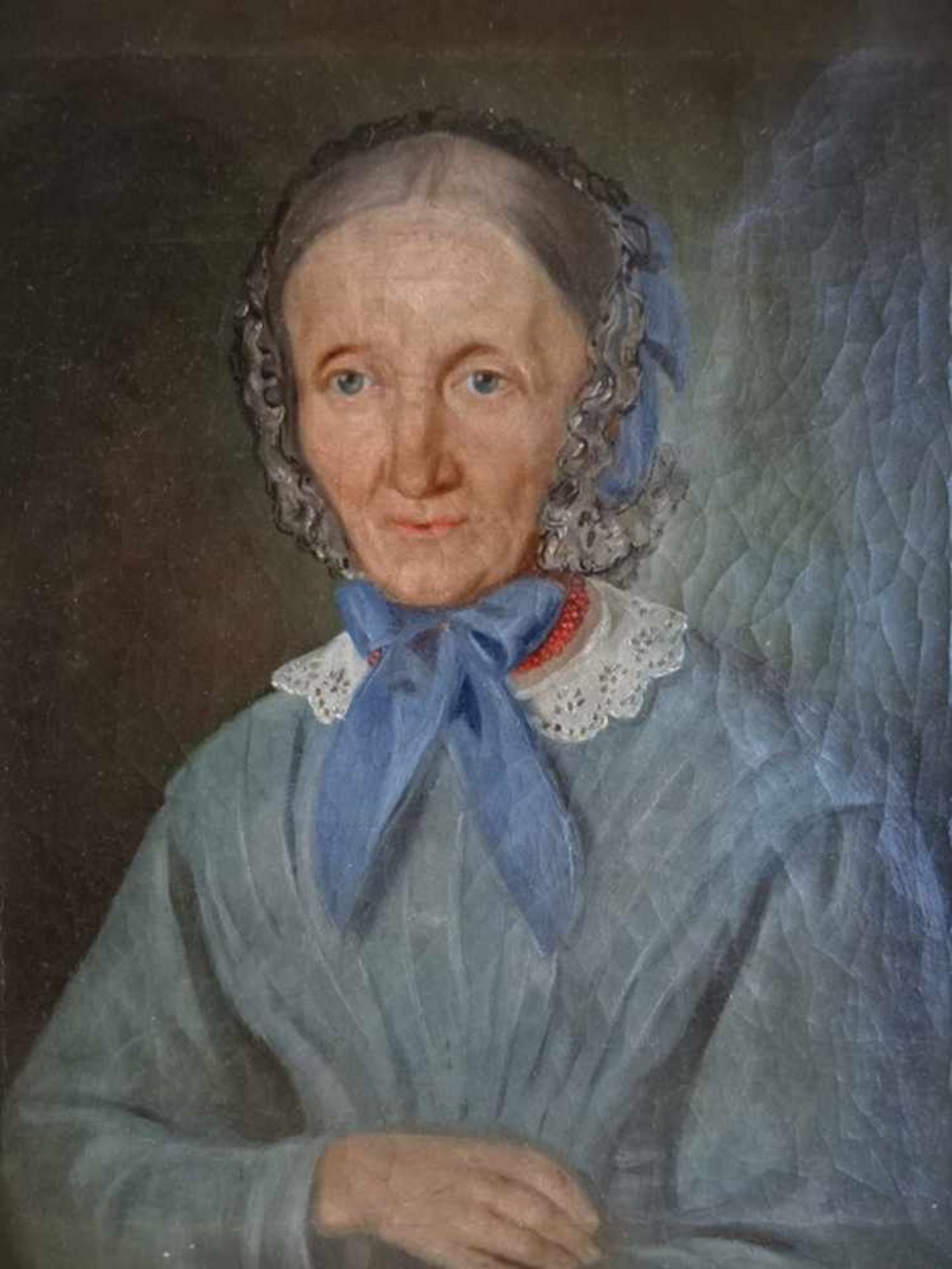 Anonym.-Porträt der Freifrau Christina von Scheibler. Öl auf Leinwand. (1862). 33,5 x 28 cm. Im - Bild 2 aus 4