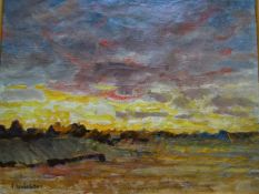 Wilckens, August(Kabdrup bei Hadersleben 1870 - 1939 Sönderho/Fanö). Sonnenuntergang. Öl auf