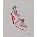 Schuhe.-Sammlung von ca. 180 (80 farbig) Zeichnungen mit Darstellung verschiedener Damenschuh-