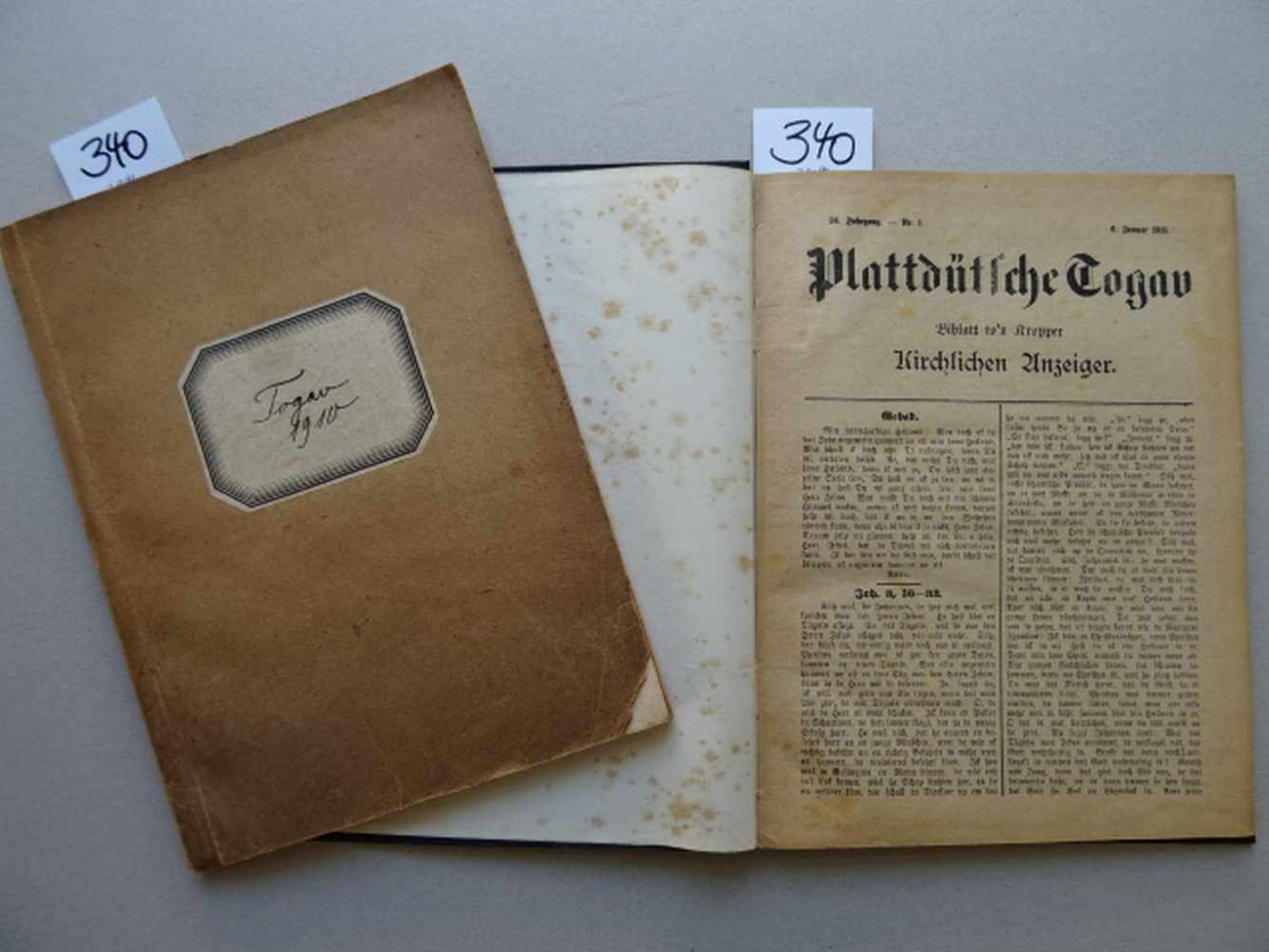 Paulsen, J.(Hrsg.). Plattdütsche Togav. Biblatt to'n Kropper Kirchlichen Anzeiger. 2 Jge. in 2