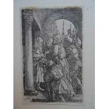 Dürer.-Christus vor Pilatus (gespiegelt). Kupferstich von Bundele nach Albrecht Dürer, wohl um 1600.