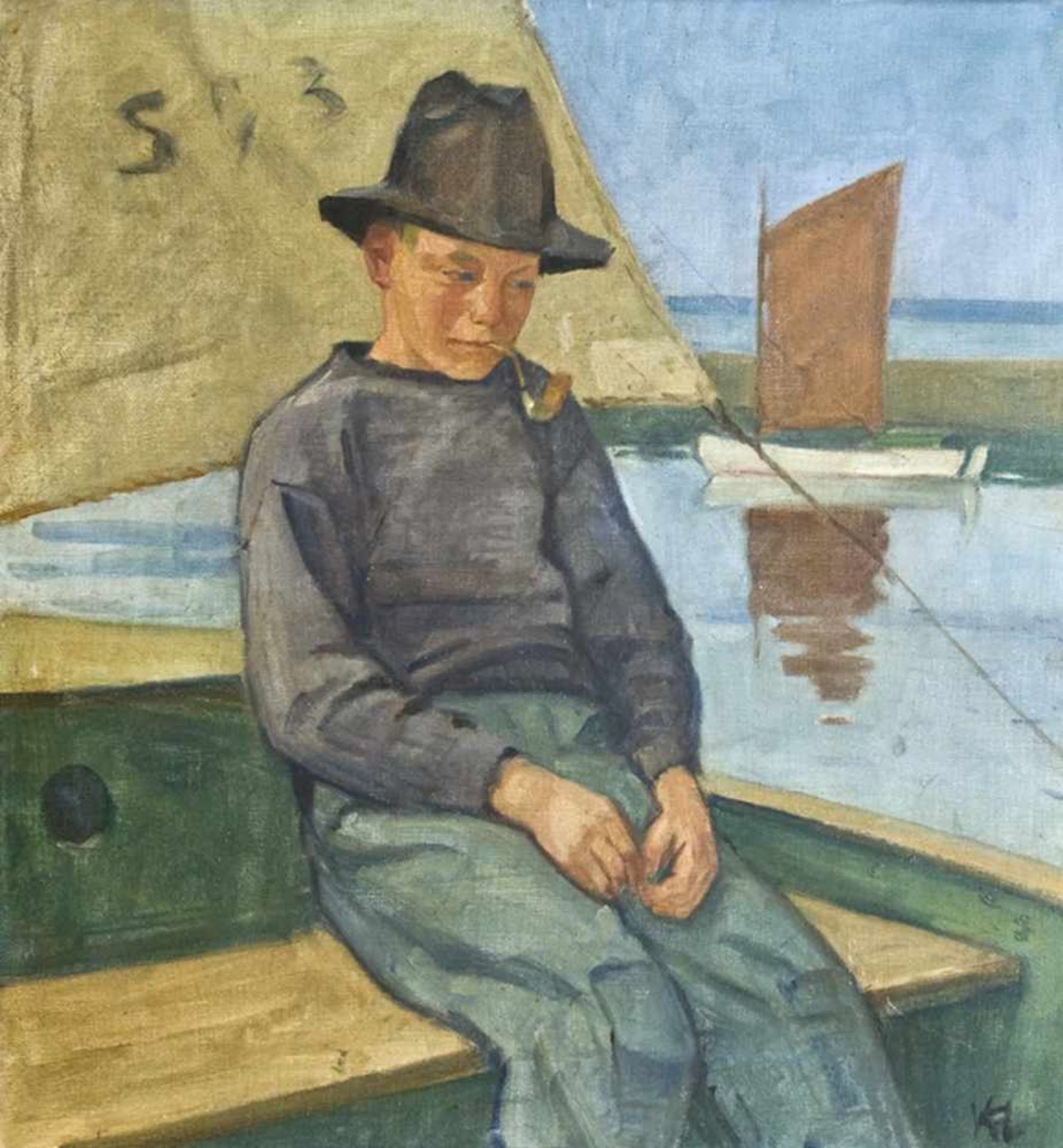 Lassen, Käte(Flensburg 1880 - 1956). Fischer. Öl auf Leinwand von 1913 (?). Unten rechts