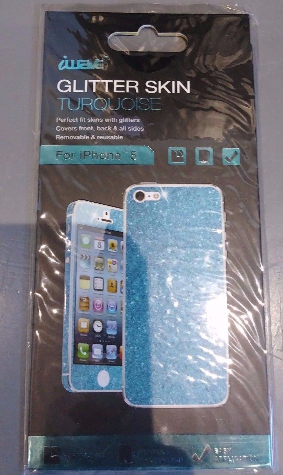 LOT OF 10 iWAVE TURQUOISE GLITTER SKIN FOR IPHONE 5 ICP5107-TU