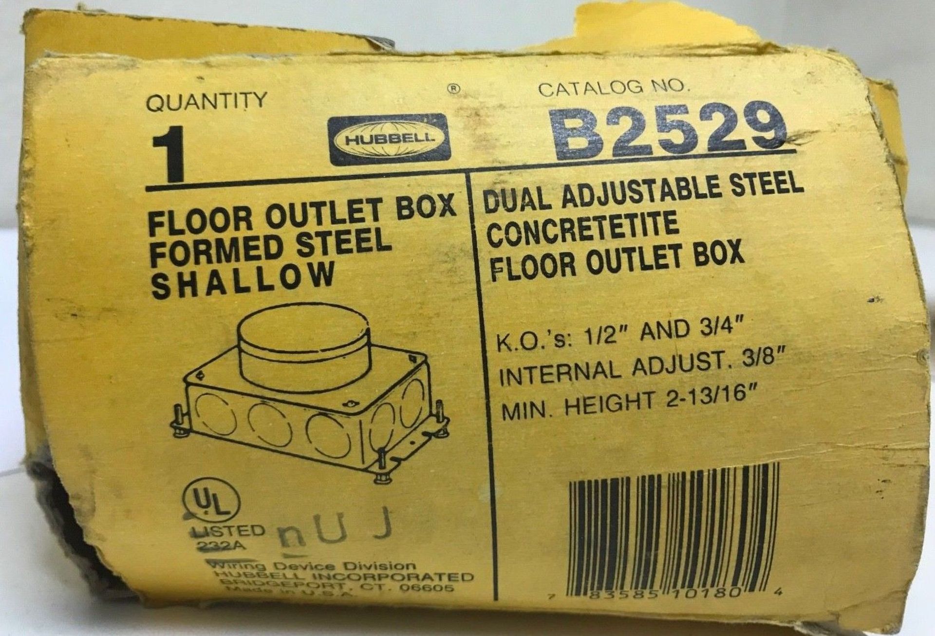 LOT OF 10 Hubbell B-2529 Dual Adjustable Steel Floor Outlet Box 1/2" and 1/3"