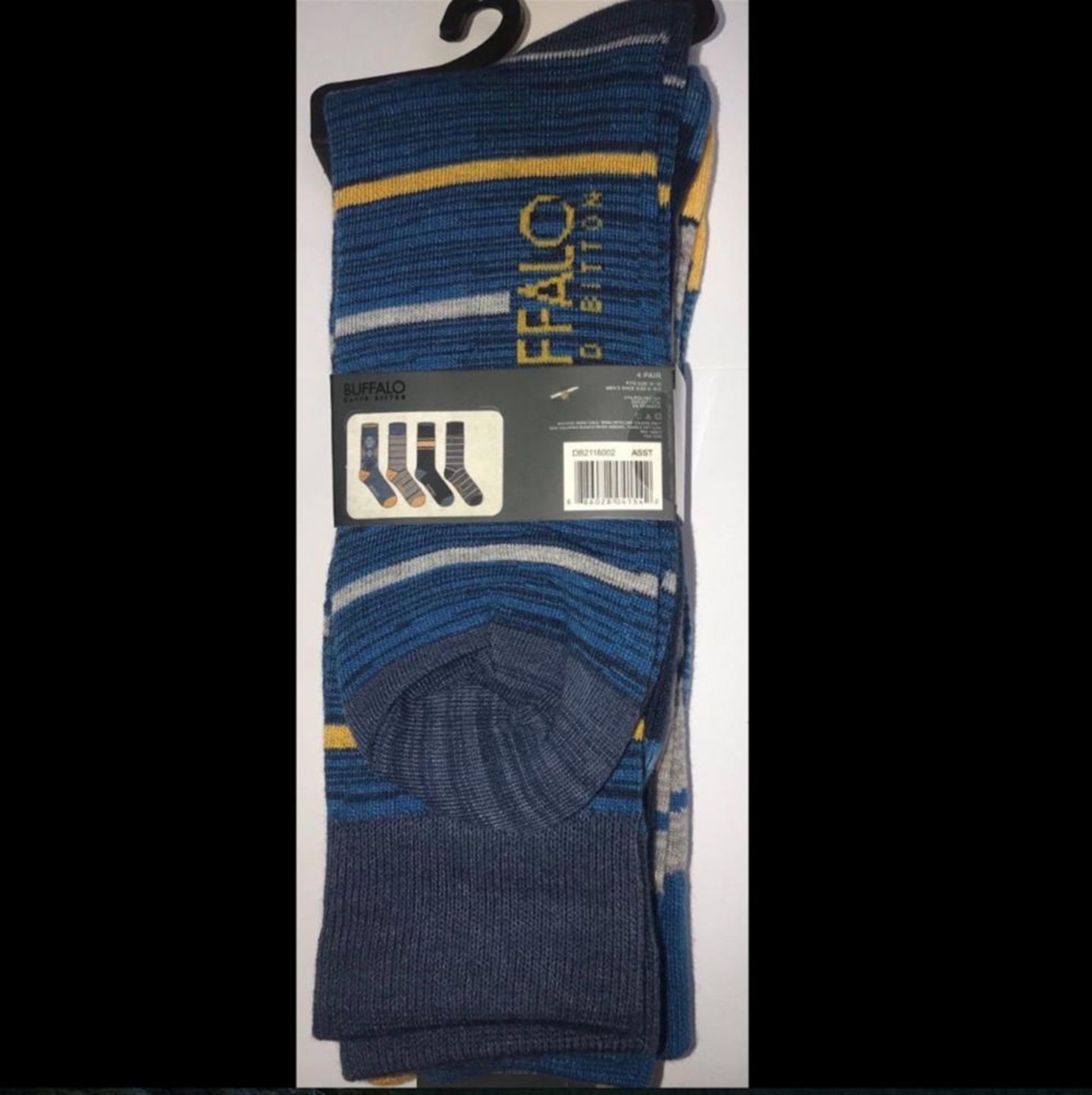 30 X David BItton Buffalo Blue Crew Socks Fits Size 10-13 4 Pairs Packs - Image 2 of 2