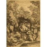5 estampes religieuses de sujets féminins, dont Sainte Begga. 16e-17e siècles [...]
