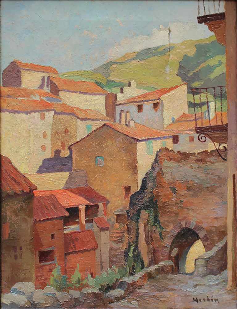 Auguste Herbin (1882-1960)-attributed, Street in a Southern French village; oil on canvas, described - Image 2 of 3