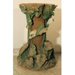 Art Nouveau terracotta column, richly floral sculpted and designed; partly painted; small damages;