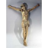 Wood carved Corpus Christ with folded serviette and naturalistic sculpted body, hairs; face