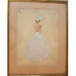 Raphael Kirchner (1875-1917), Half nude girl with long skirt; watercolour on paper; signed centre