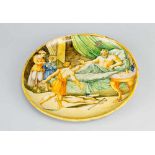 Castelli Ceramic Plate with multicolored paint with upstanding border, glazed, showing Jacob