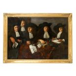 Rembrandt Harmenszoon van Rijn (1606-1669)-circle,Large Group portrait of five dutch merchands or