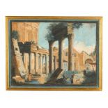 Antonio Canova (1757-1822)-attributed Forum Romanum with the artist sitting on a stone, officers,