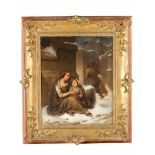 Austrian school around 1840, the Cloister soup, oil on canvas, framed 54x44cm