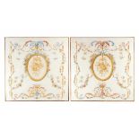 Two music chamber decorations in louis XVI manner, showing two oval medaillons with music and