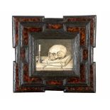 Jacques Linard (1597-1645) School. Memento Mori, oil on oak panel in Dutch frame with tortoiseshell,