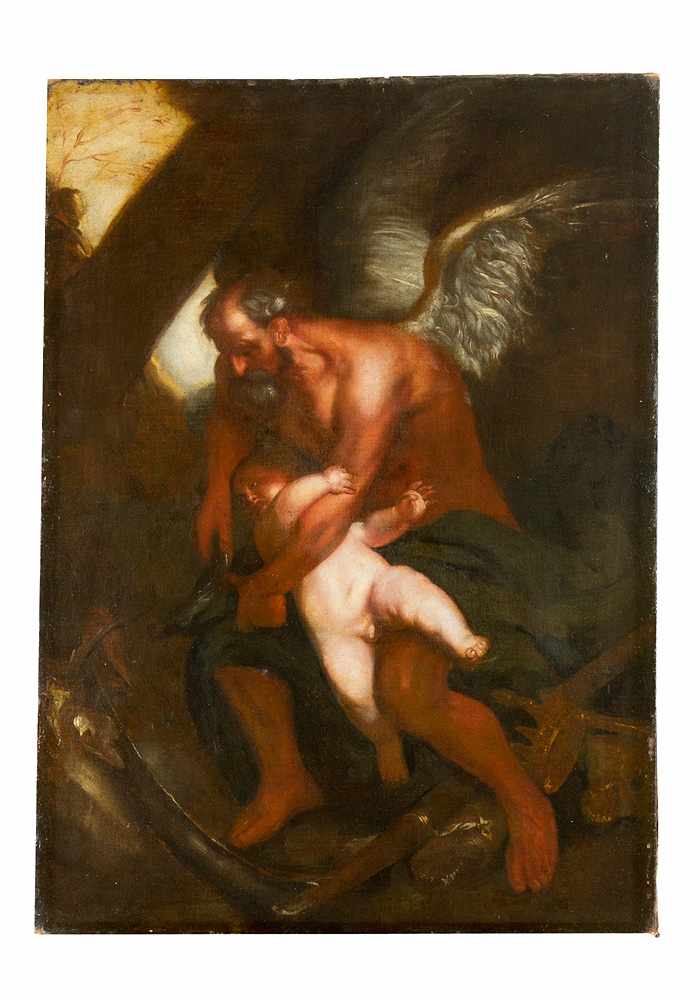 Julio Cesare Procaccini (1574-1625) ,Time cuttiing angels wings, oil on canvas 110x81cm