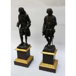 Francoise Voltaire (1694-1778) et Jean Jaques Rousseau (1712- 1778), pair of french sculptures in