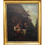 Artist 18th/19th Century,Romantic Family scene in landscape, oil on canvas , framed. 66 x 53 cm