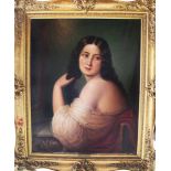 P. Pargani, Artist 19th Century, Girl in front of a mirror, oil on canvas, signed bottom left and