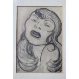 Alfons Walde (1891- 1958 )-attributed, pencil drawing of a female head, on paper, monogrammed down